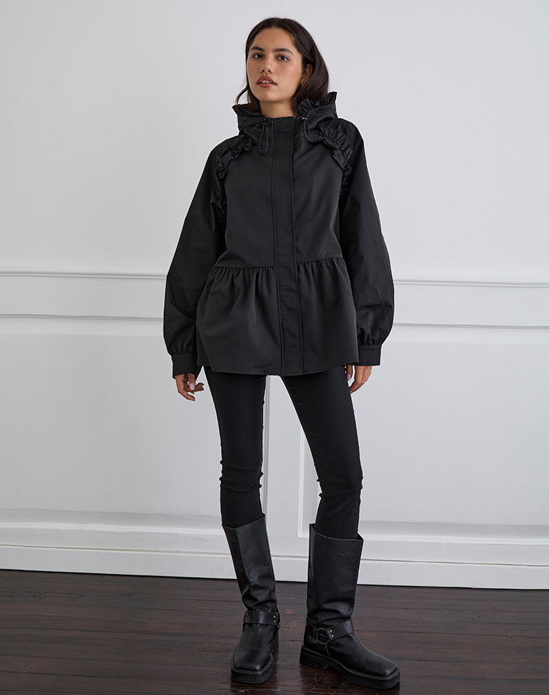 Image of Malcari Peplum Nylon Jacke in Schwarz
