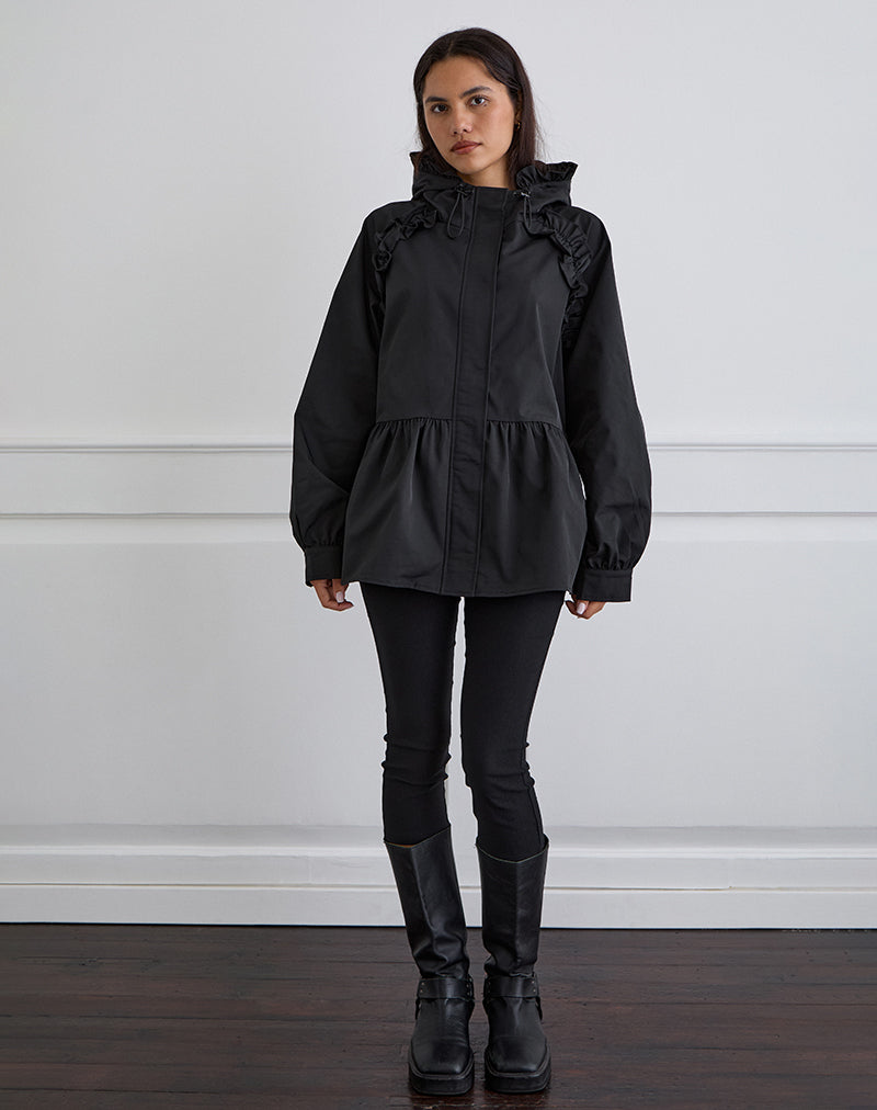 Image of Malcari Peplum Nylon Jacke in Schwarz
