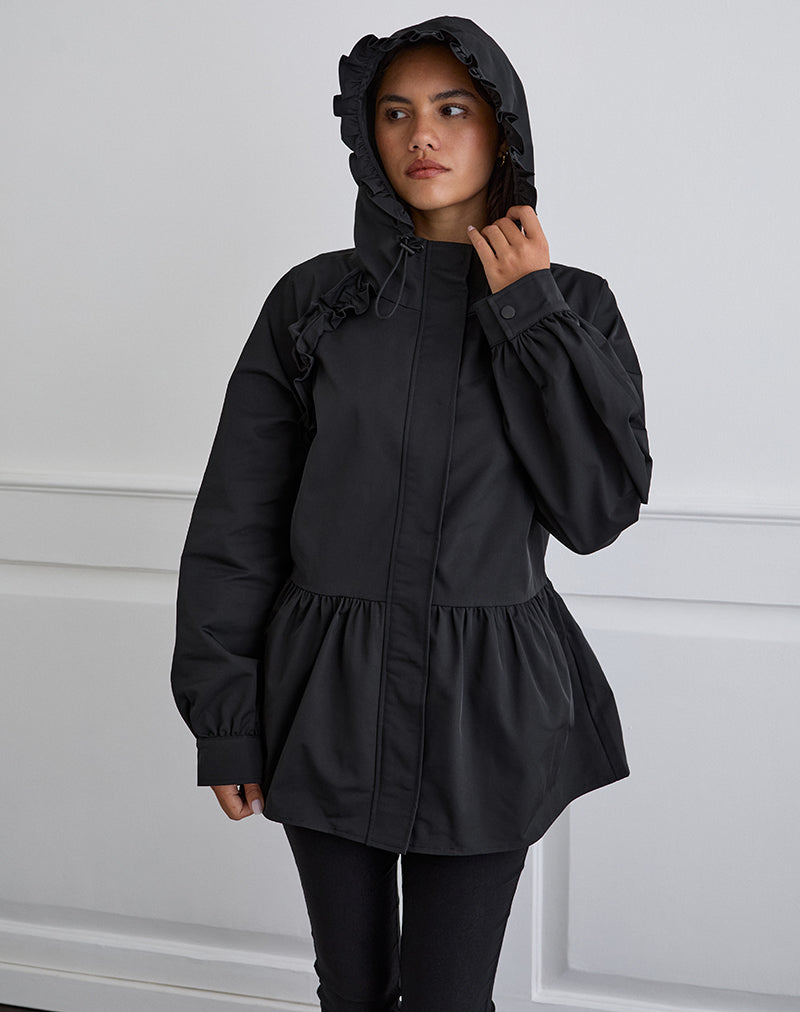 Image of Malcari Peplum Nylon Jacke in Schwarz