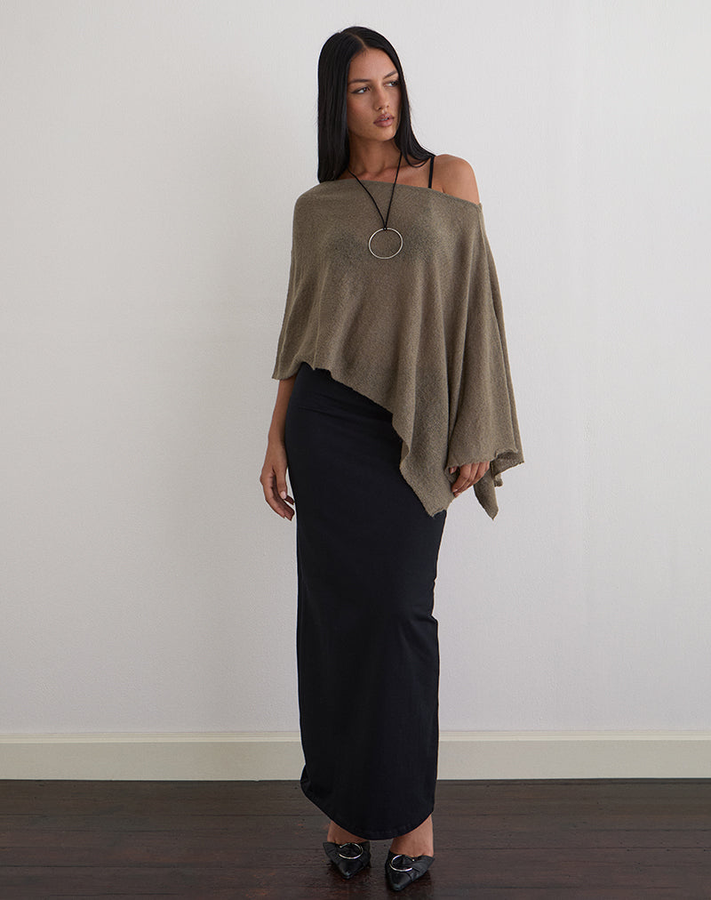 Bild von Maliha Poncho aus transparentem Strick in Taupe