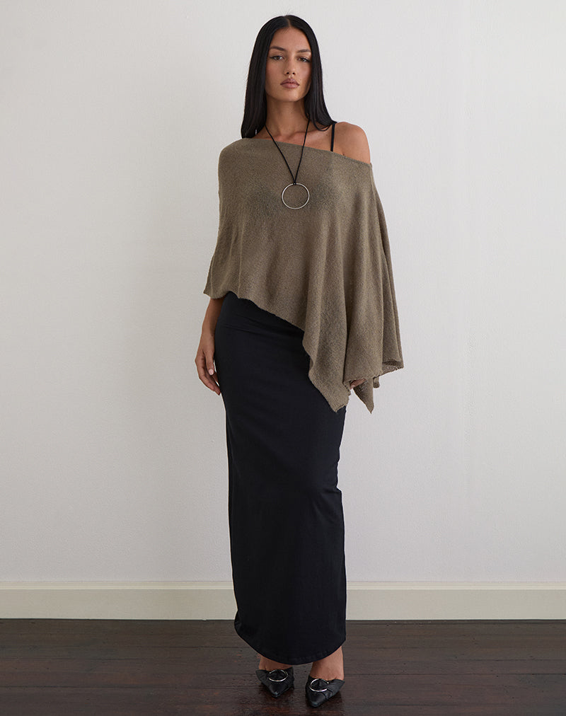 Bild von Maliha Poncho aus transparentem Strick in Taupe
