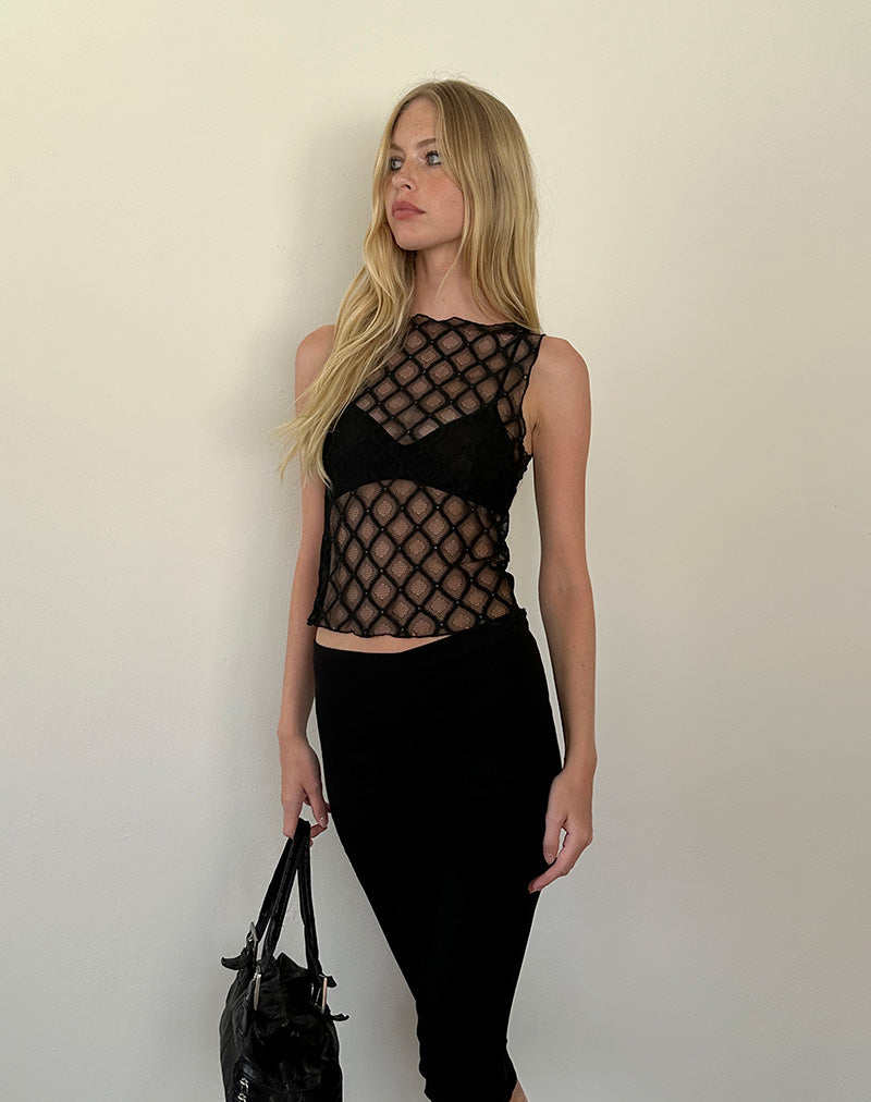 Bild von Maloe Lace Patterned Tank Top in Schwarz