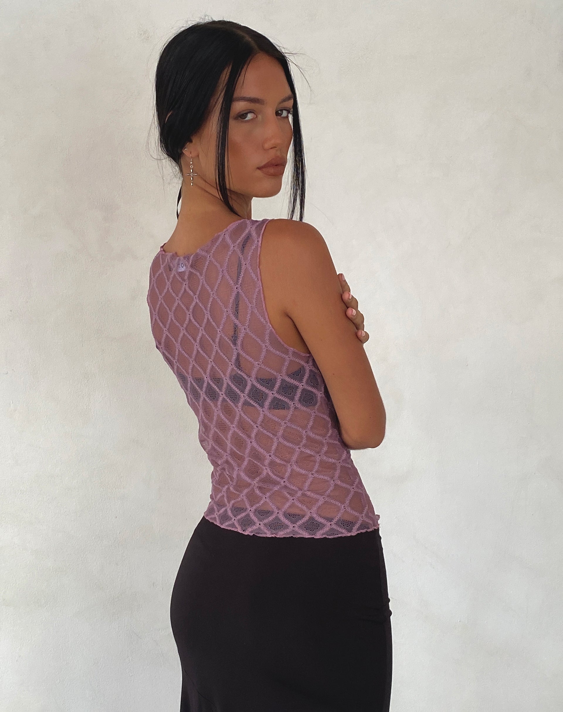 Image of Maloe Spitze gemustertes Tank Top in Mauve
