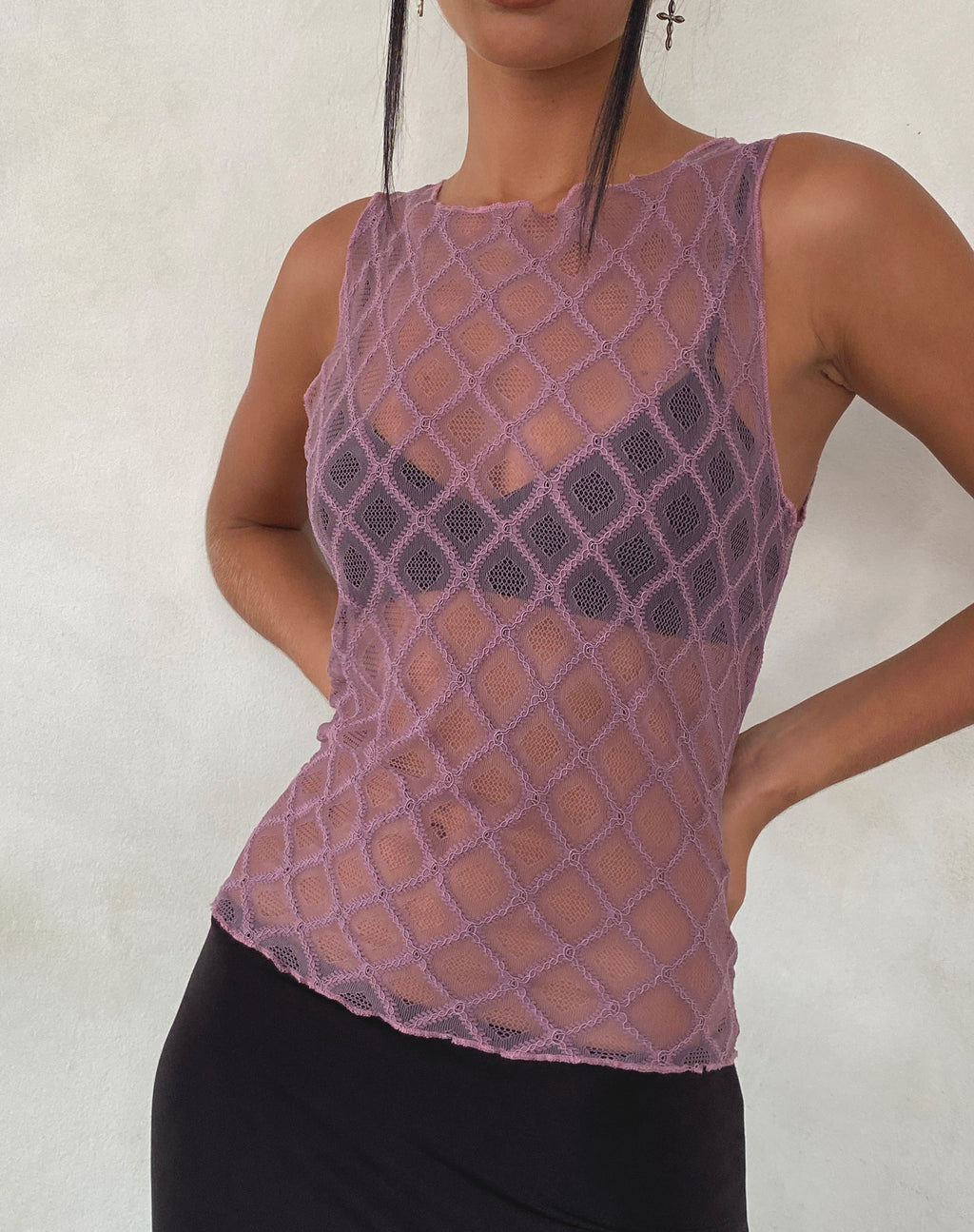 Maloe Spitze gemustertes Tank-Top in Mauve