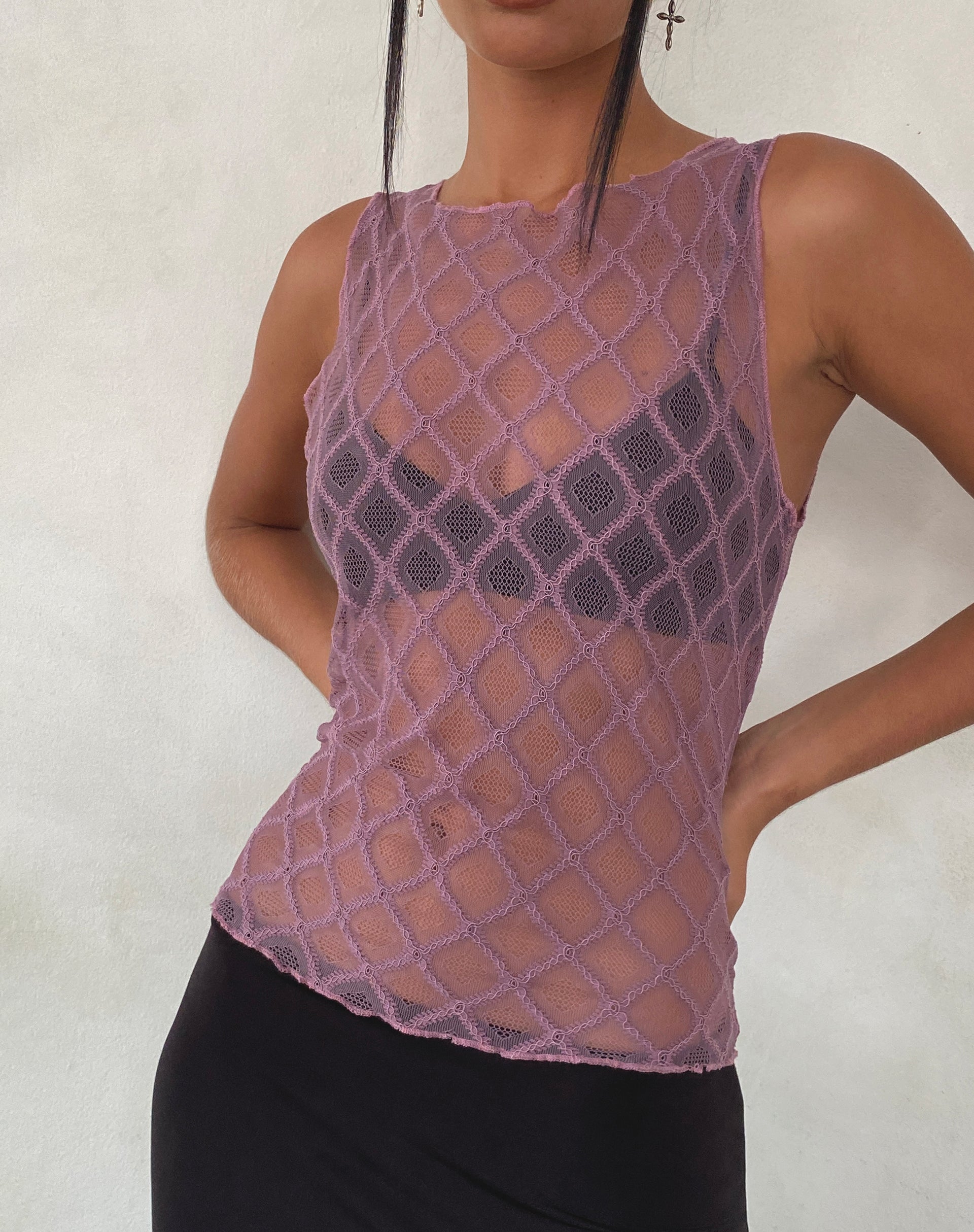 Image of Maloe Spitze gemustertes Tank Top in Mauve