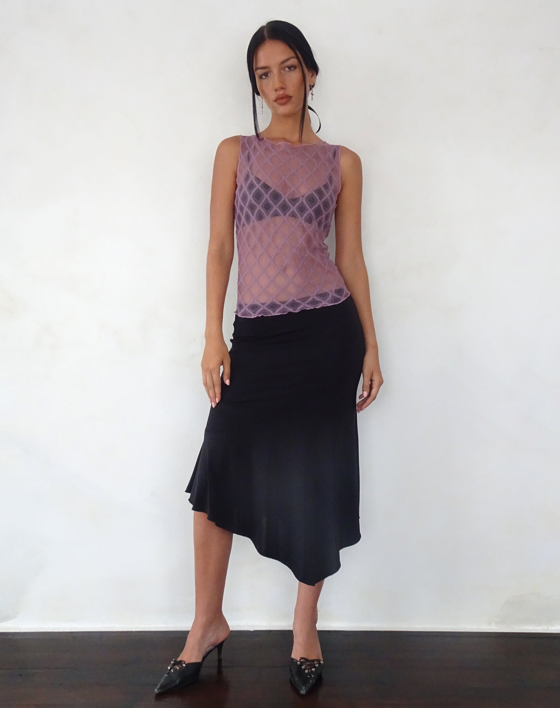 Image of Maloe Spitze gemustertes Tank Top in Mauve