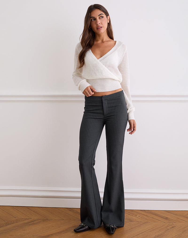 Malvinas Hose in Tailoring Grau Gestreift