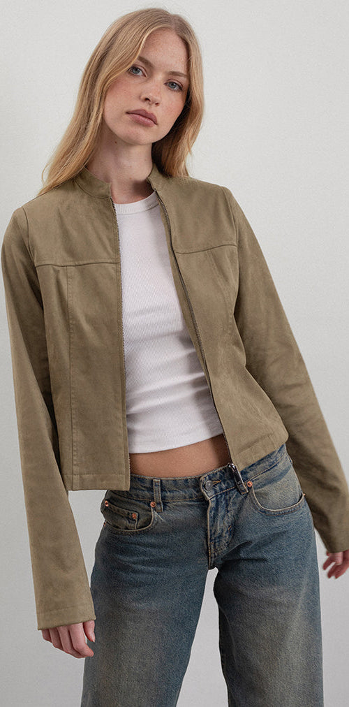 Image of Mandy Jacke aus Wildlederimitat Walnuss