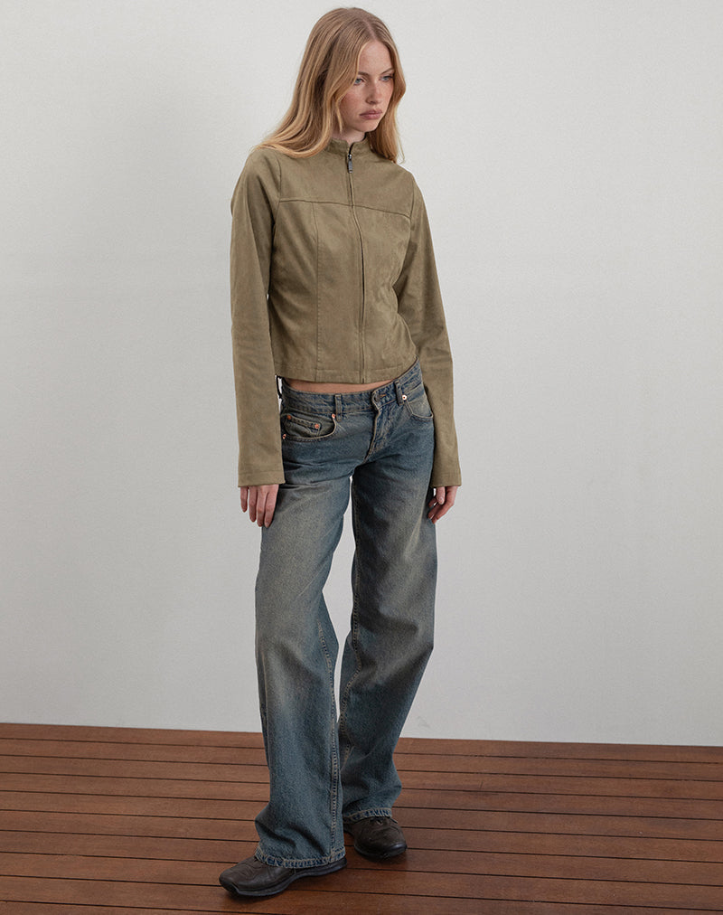 Image of Mandy Jacke aus Wildlederimitat Walnuss