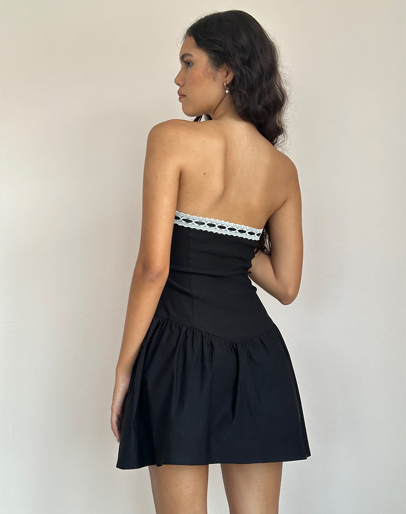 Image of Manisha Minikleid in Schwarz mit weißem Saum