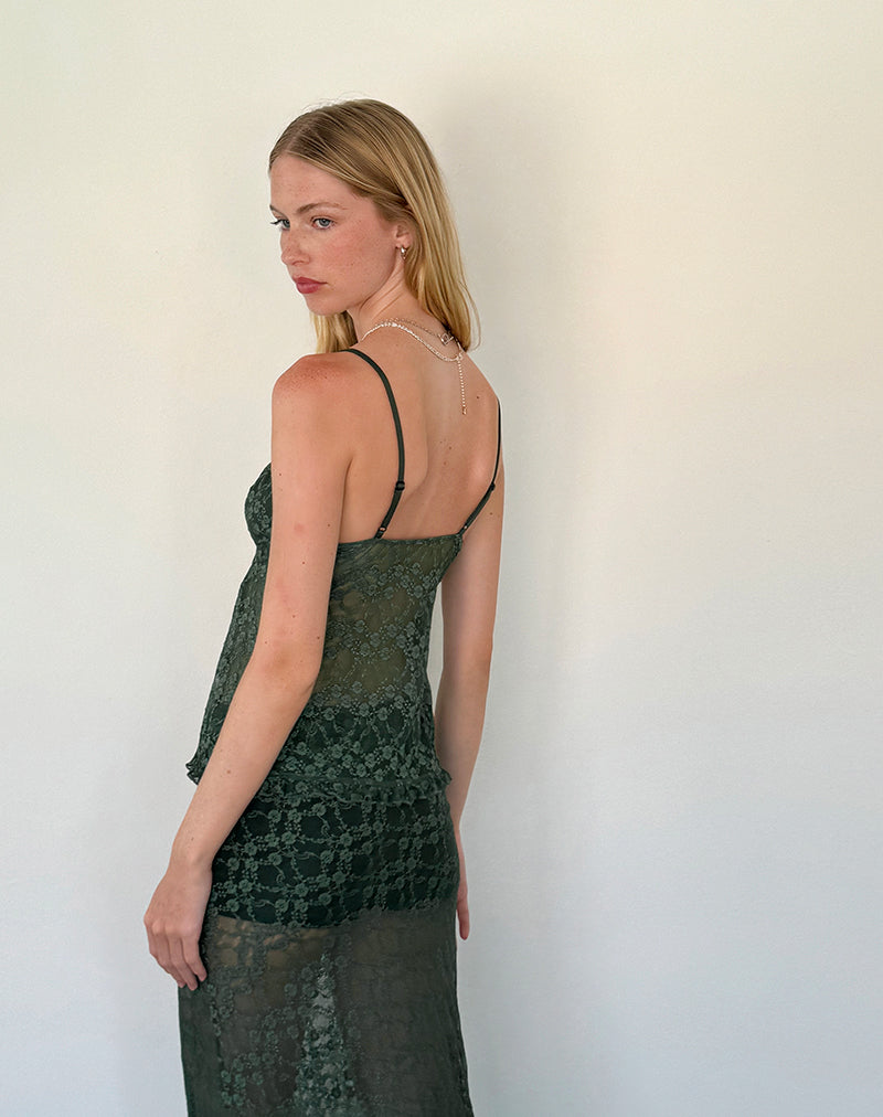 Image of Manora Cami Top in Salbei Canina Rose Spitze
