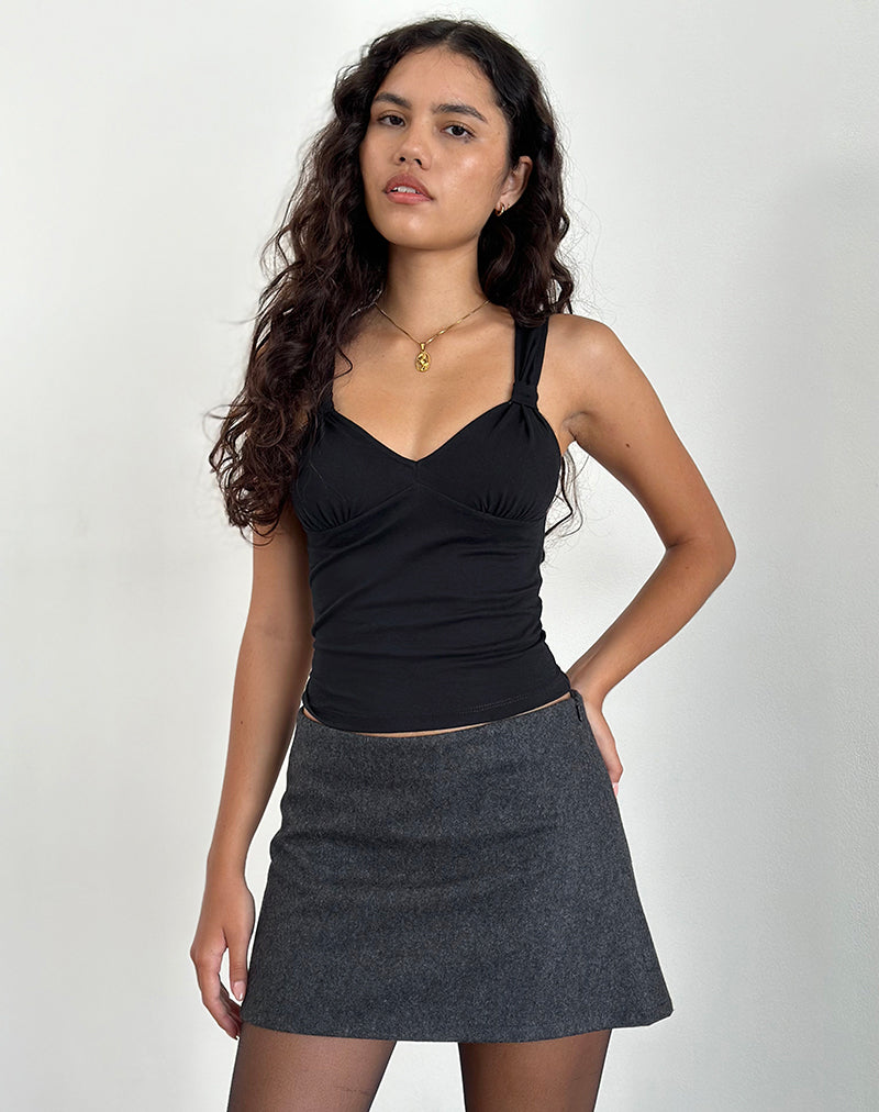 Mantha Knoten-Schulter-Top in Schwarz
