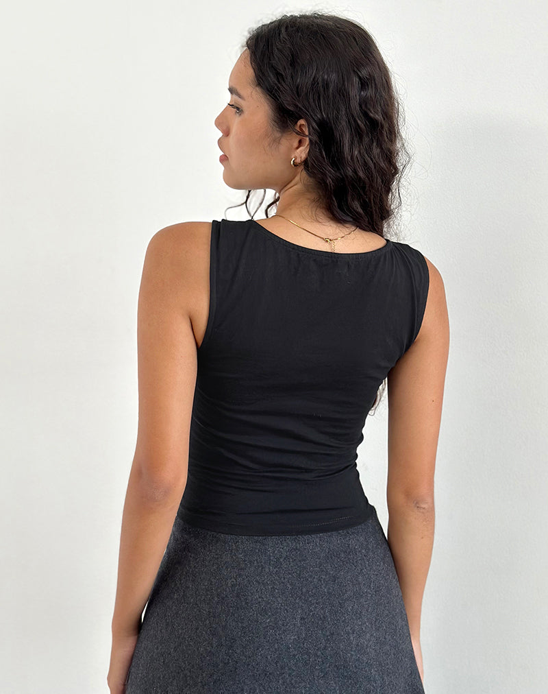 Image of Mantha Knoten-Schulter-Top in Schwarz