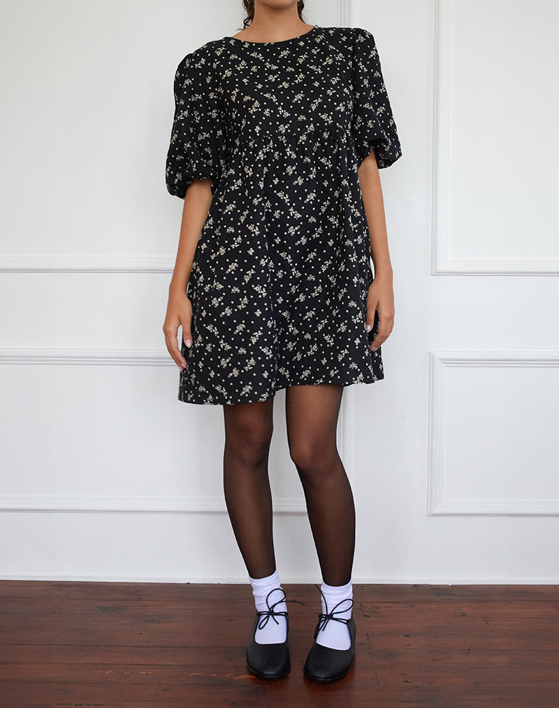 Image of Marate Midikleid in Floral Land Schwarz