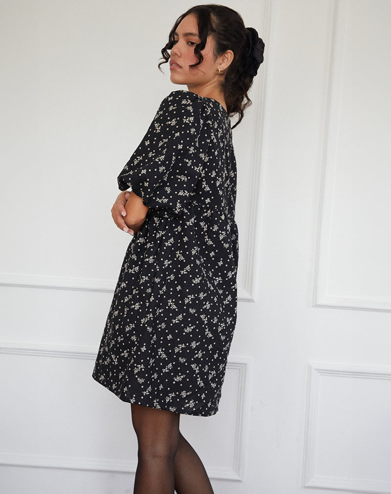 Image of Marate Midikleid in Floral Land Schwarz