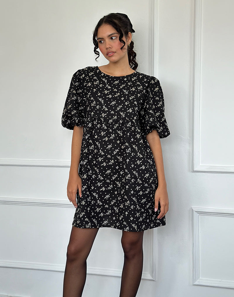 Image of Marate Midikleid in Floral Land Schwarz