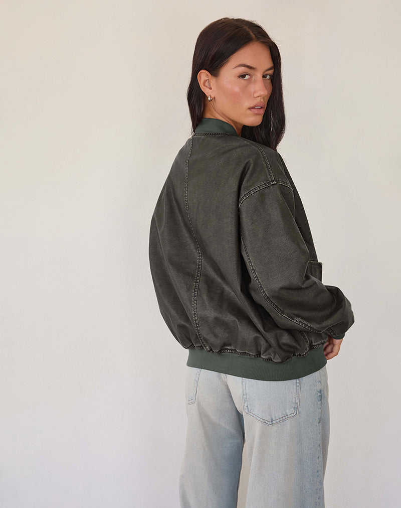 Bild von Marco Distressed Bomber Jacket in PU Charcoal