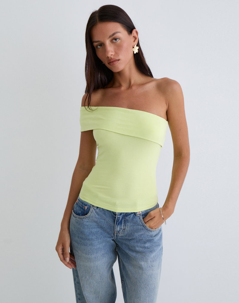 Marga One Shoulder Top in Pistazie