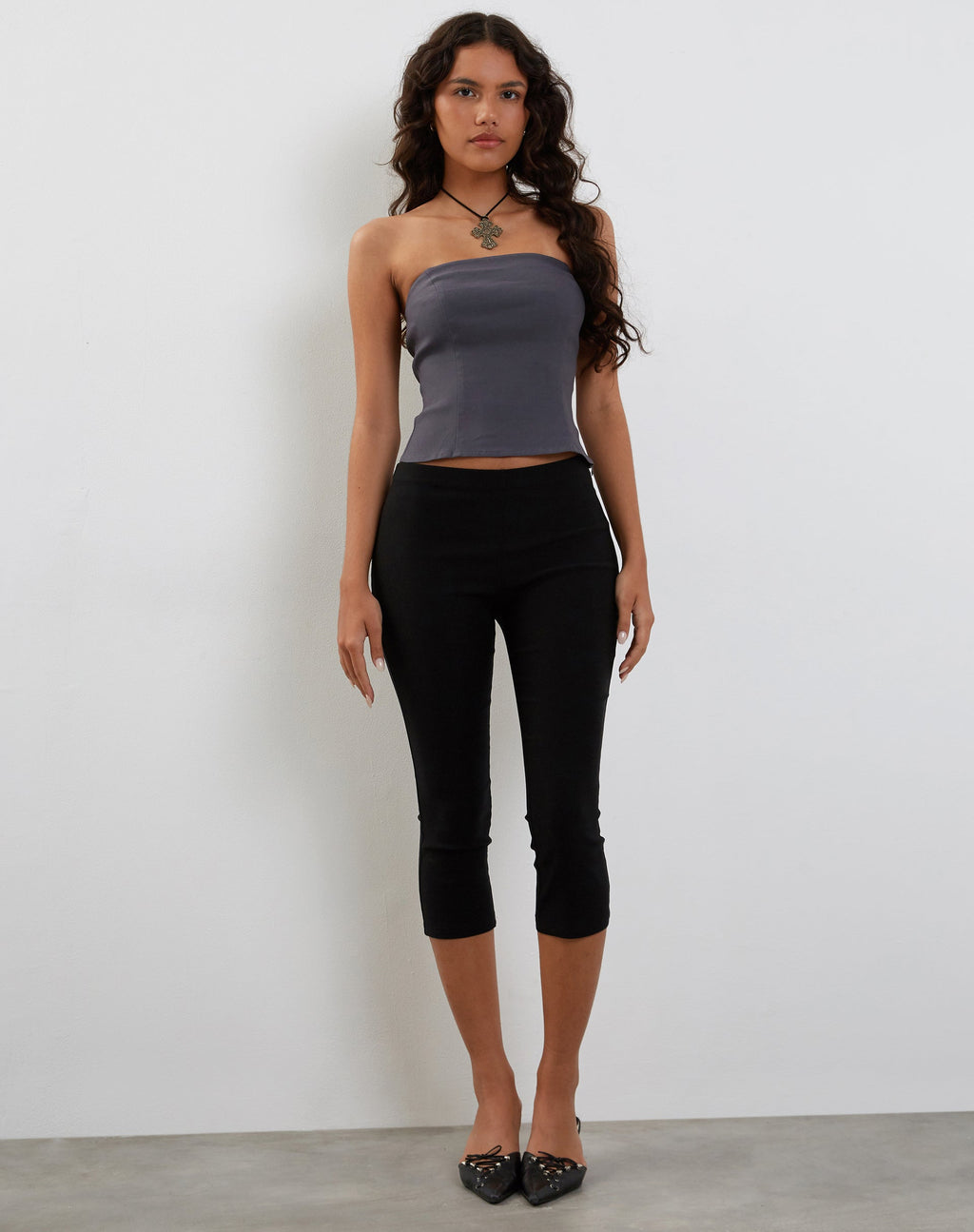 Maribaya Longline-Korsett-Top in Anthrazit Weiche Schneiderei