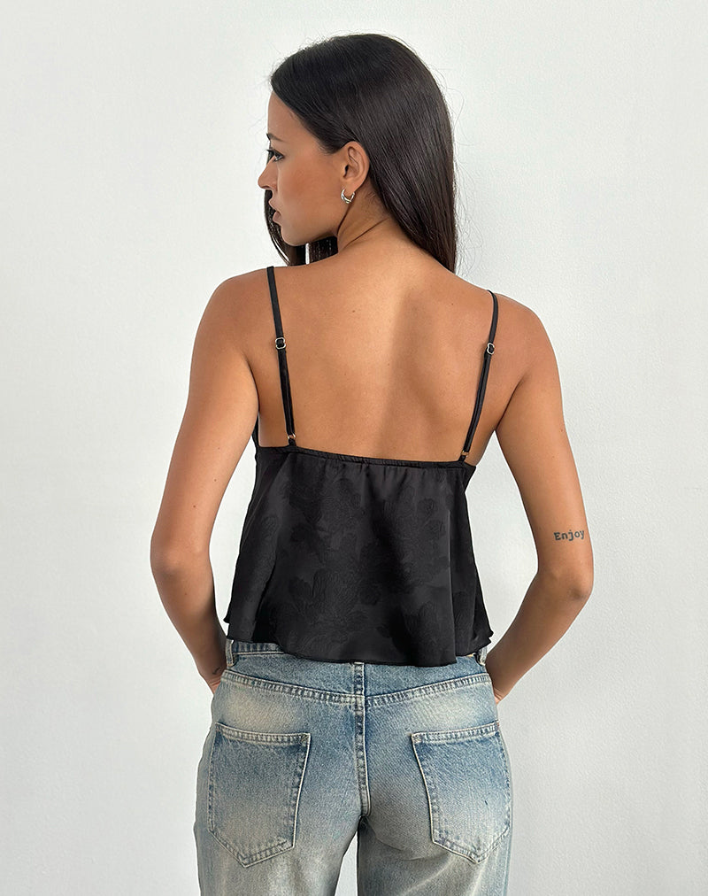 Image of Marinda Top aus Satin Jacquard Schwarz