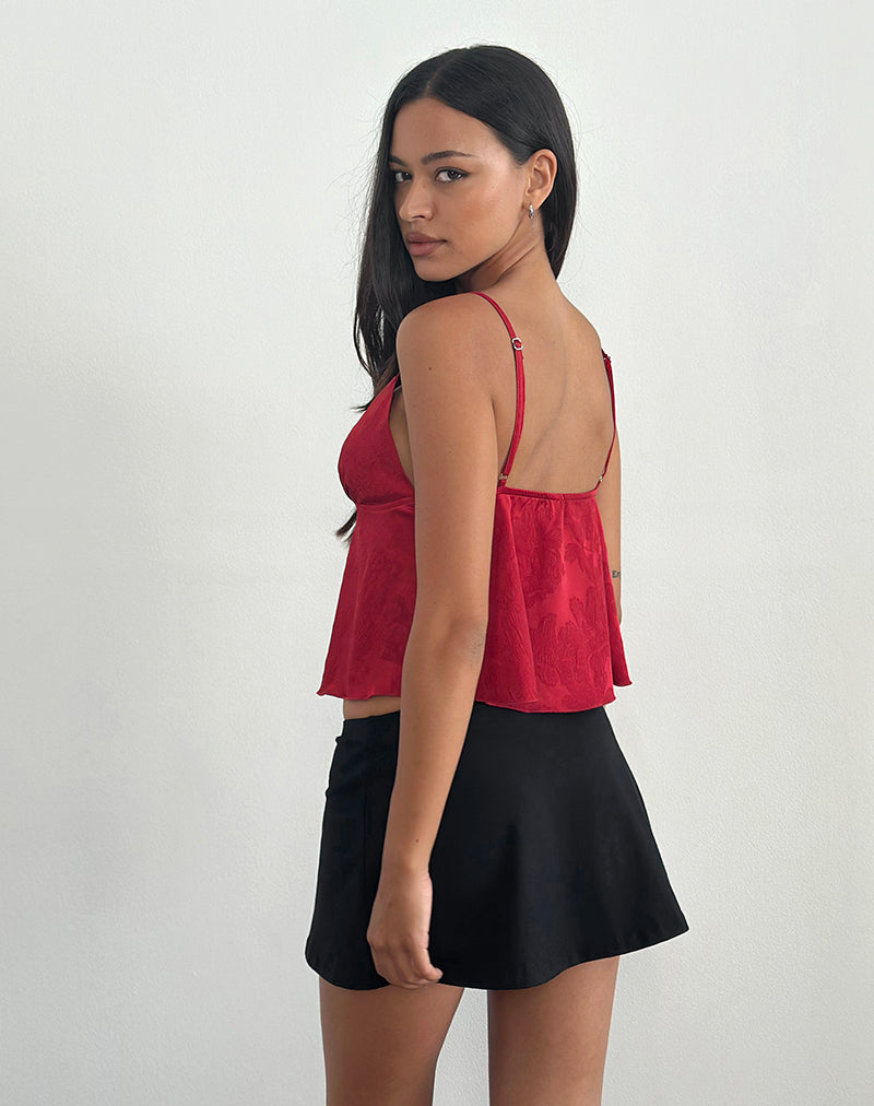 Image of Marinda Top aus Satin Jacquard Burgundy