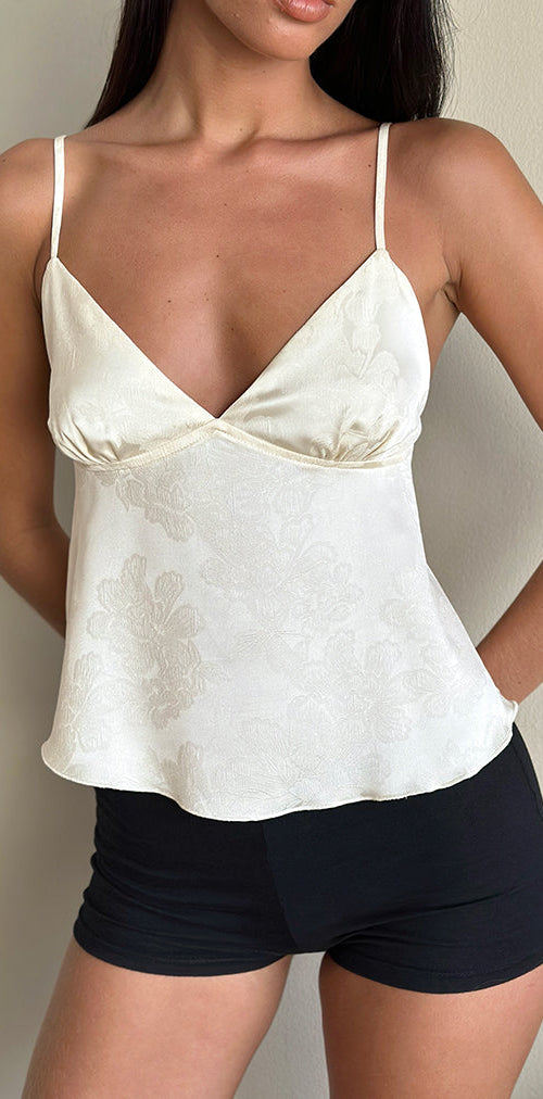 Image of Marinda Top aus Satin Jacquard Elfenbein