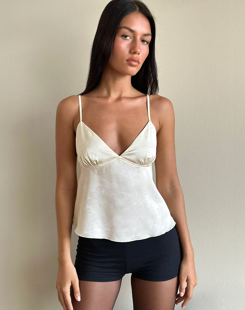 Image of Marinda Top aus Satin Jacquard Elfenbein