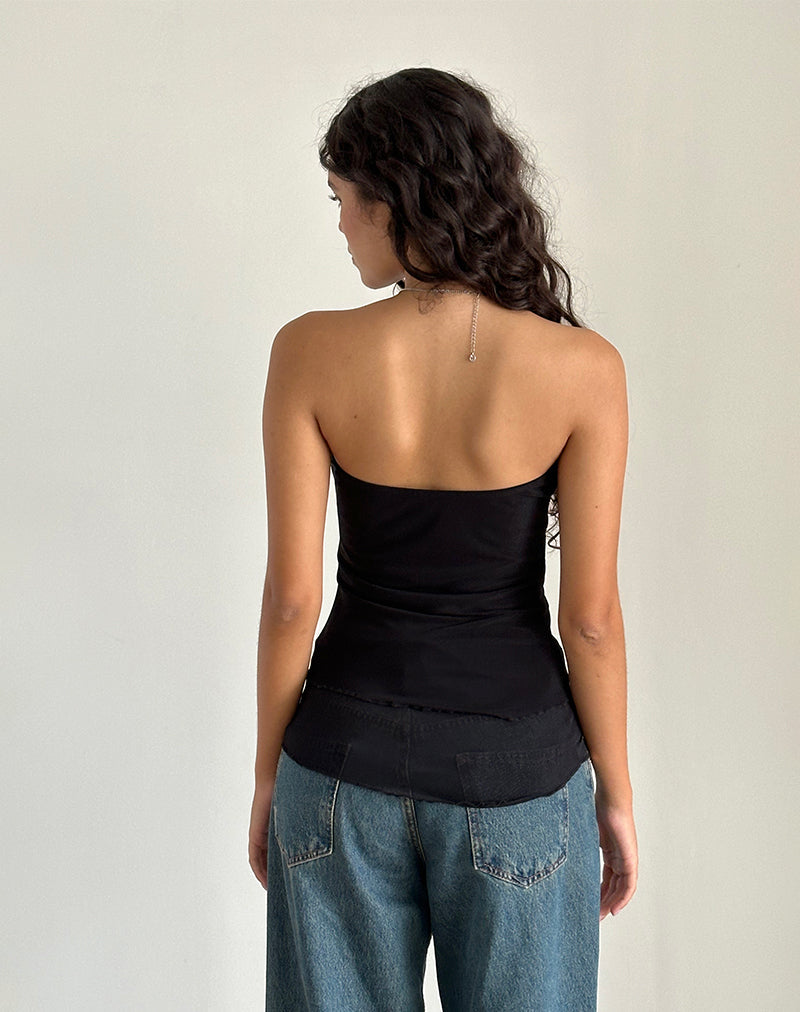 Image of Marissa Asymmetrisches Langarm-Top in Schwarz