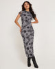Image of Maruza Midikleid aus Mesh Doodle Flower Grau