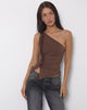 Image of Marvela Gerafftes One-Shoulder-Top in Bitter Chocolate Brown