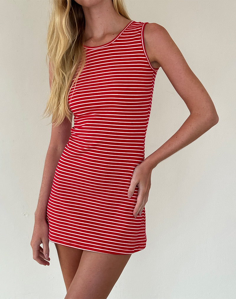 Image of Masha Minikleid aus rot-weiß gestreiftem Jersey
