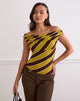 Image of Maurisia Schulterfreies Top mit Retro-Streifen Gelb