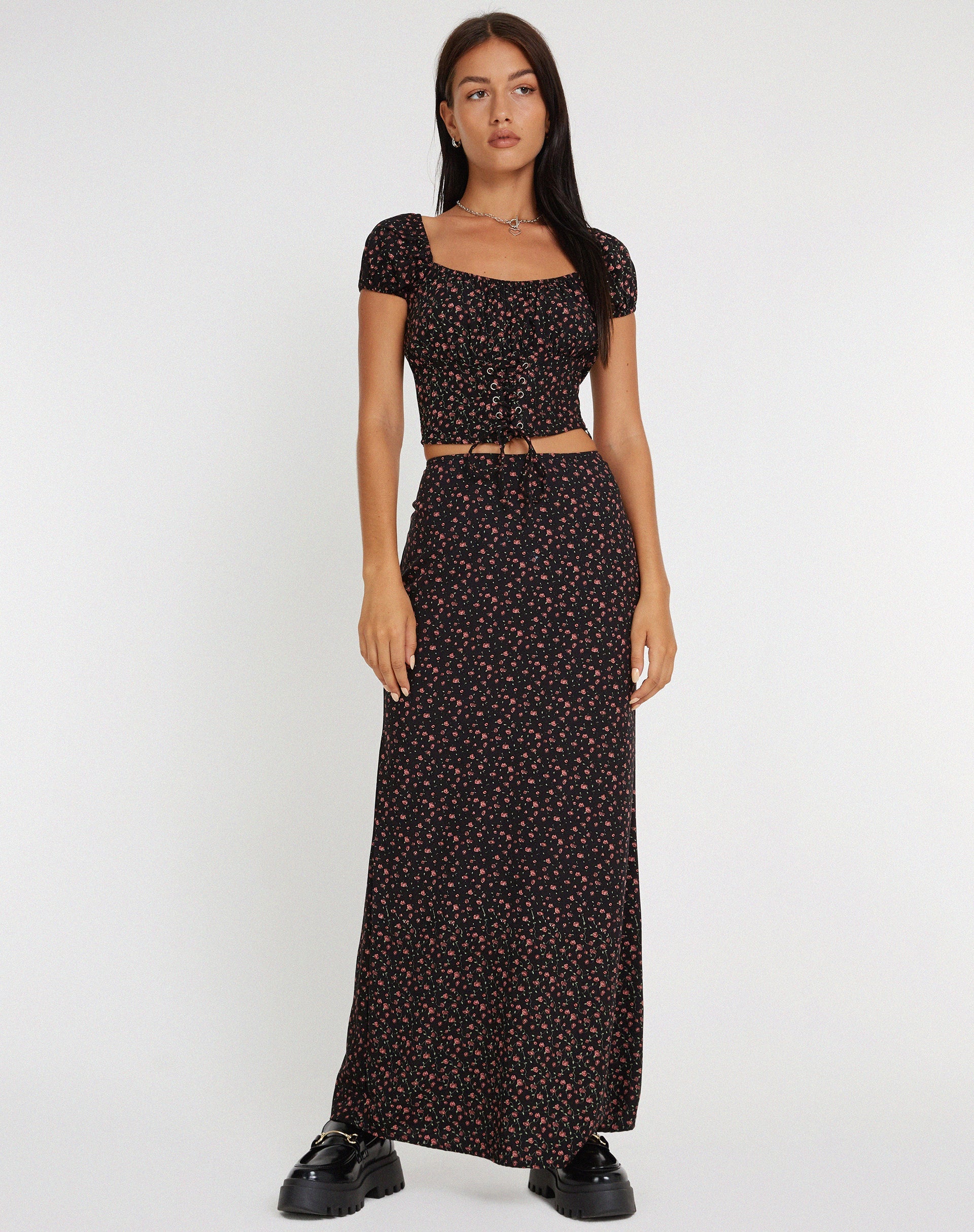 Bild von Mave Crop Top in Dark Pink Rose Black