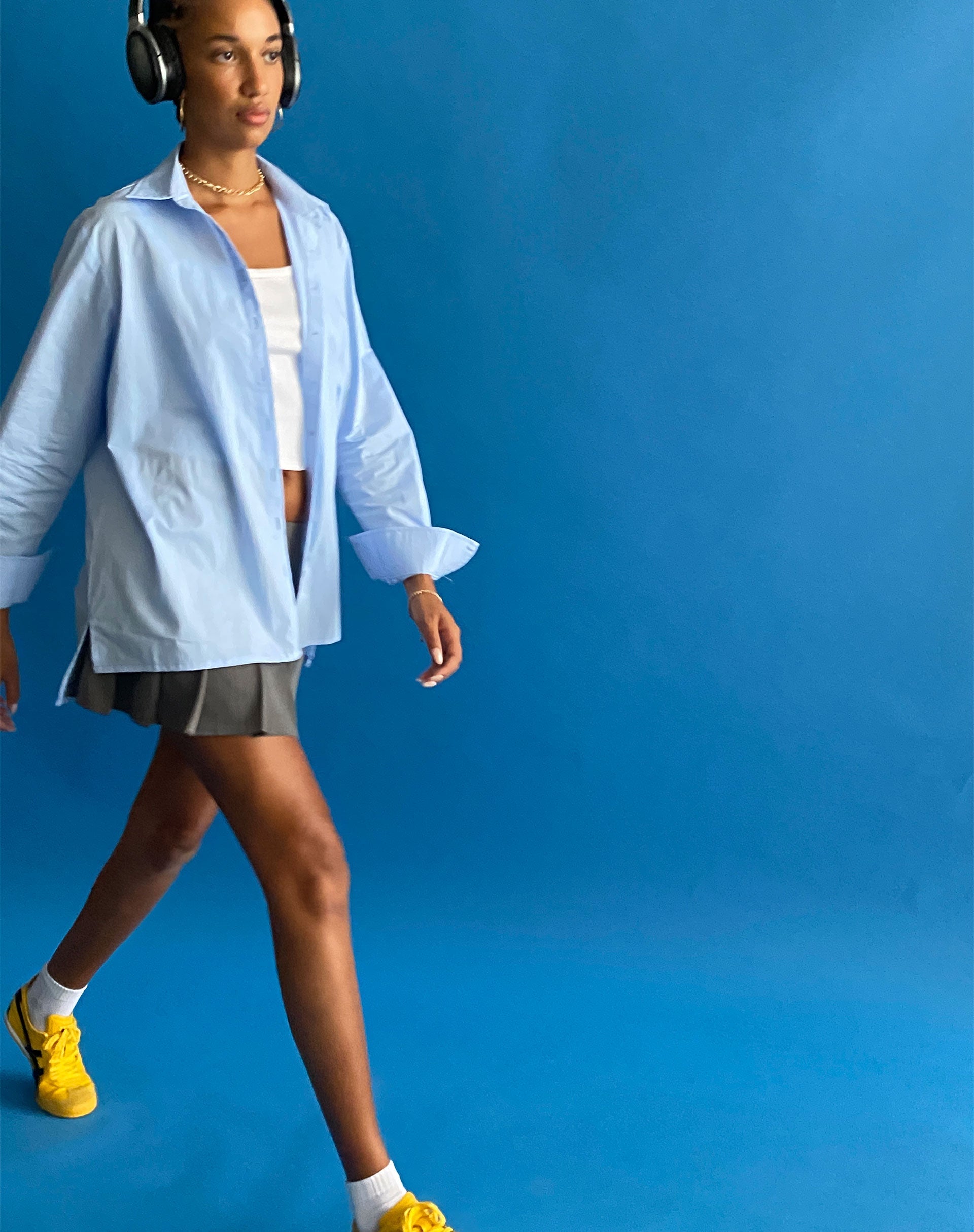 Image of Mavis Button Up Hemd aus Popeline Himmelblau