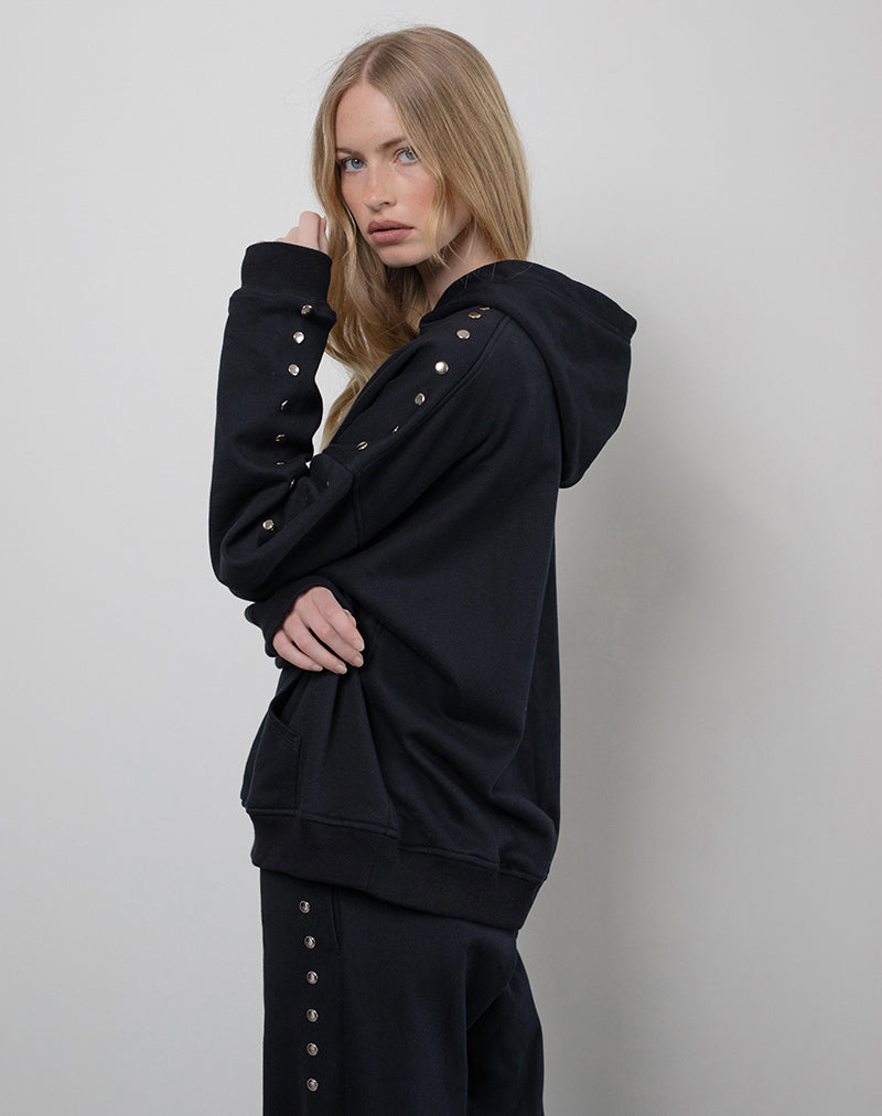 Image of Max Hoodie in Schwarz mit Nieten