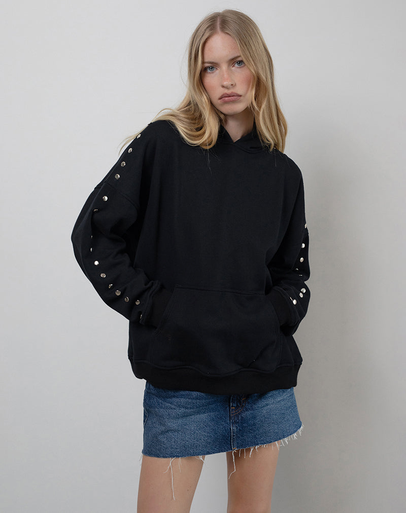 Image of Max Hoodie in Schwarz mit Nieten