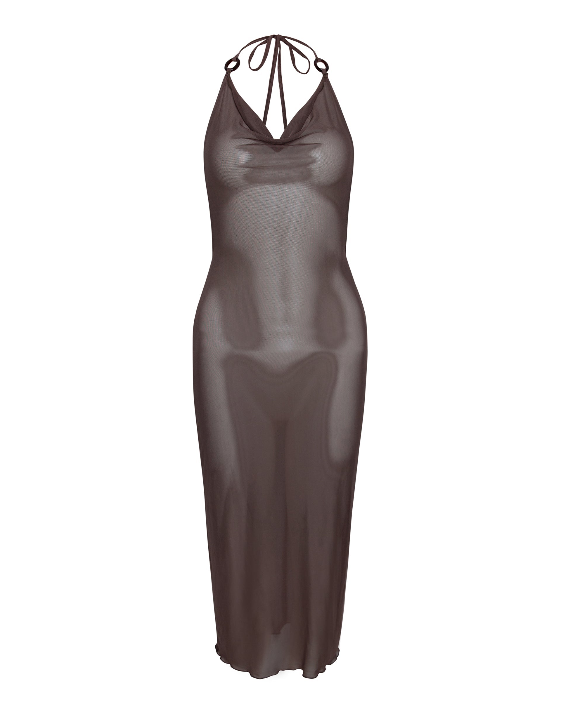 Image of Maysa Midikleid aus Mesh Kaffee