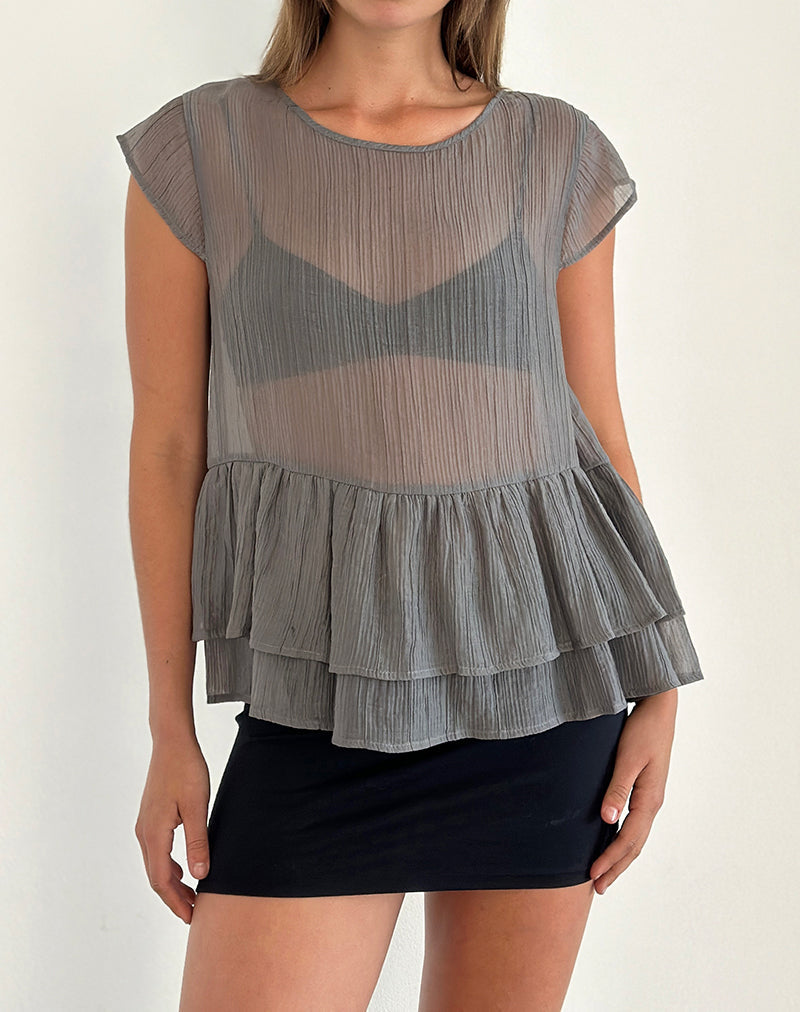 Mayumi Schößchen-Top aus Chiffon Grau