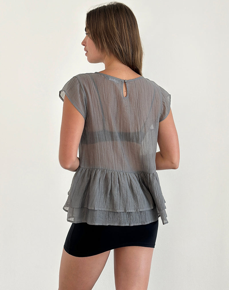 Image of Mayumi Schößchen-Top aus Chiffon Grau