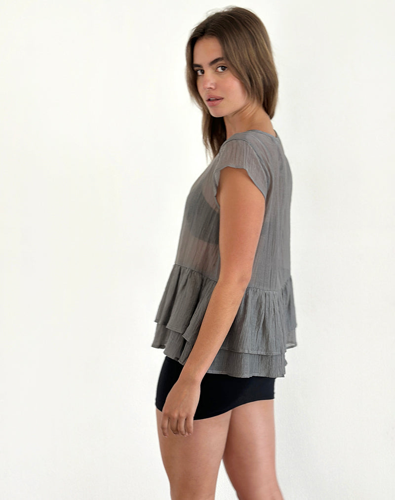 Image of Mayumi Schößchen-Top aus Chiffon Grau