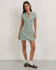 Image of Medora Schlüsselloch-Minikleid in Teal Check