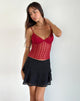 Image of Megara Riemchen-Top aus rotem Spitzen-Netz