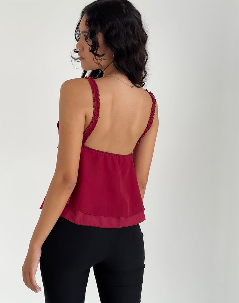 Bild von Melinda Rüschen-Cami-Top aus Chiffon Tiefrot