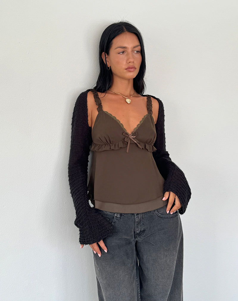 Bild von Melinda Rüschen-Cami-Top aus Chiffon Olive