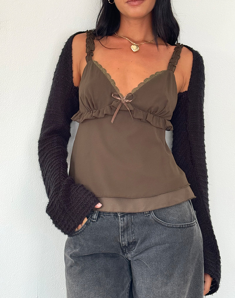Bild von Melinda Rüschen-Cami-Top aus Chiffon Olive