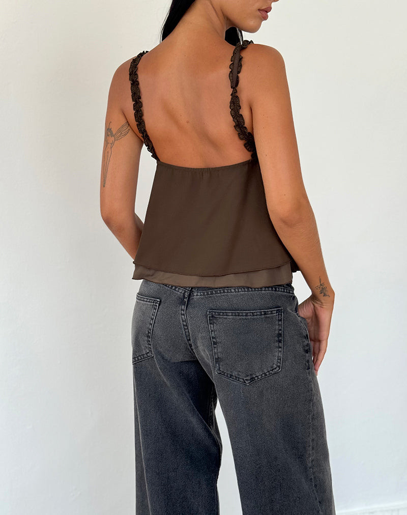 Bild von Melinda Rüschen-Cami-Top aus Chiffon Olive