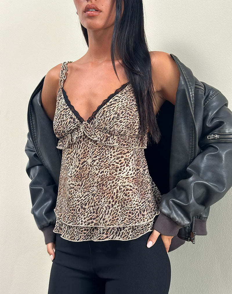 Bild von Melinda Rüschen-Cami-Top aus Chiffon Leopard