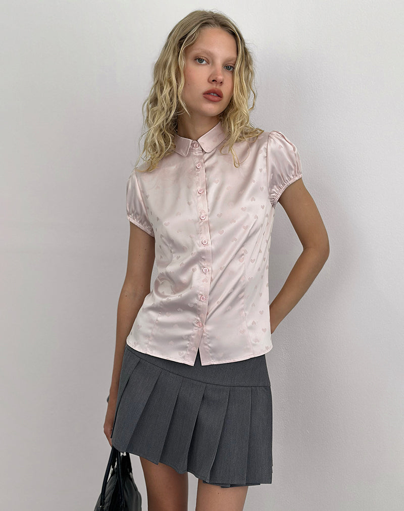 Meline Bluse aus Satin Jacquard Rosa