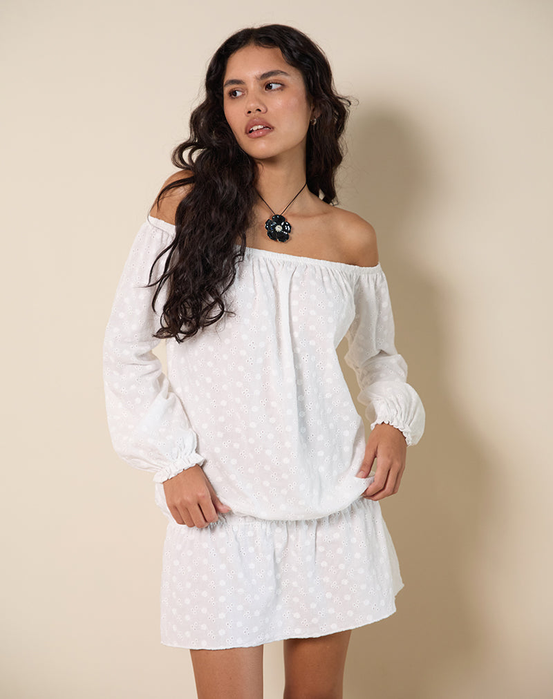 Image of Melisandre Minikleid in Broderie Elfenbein