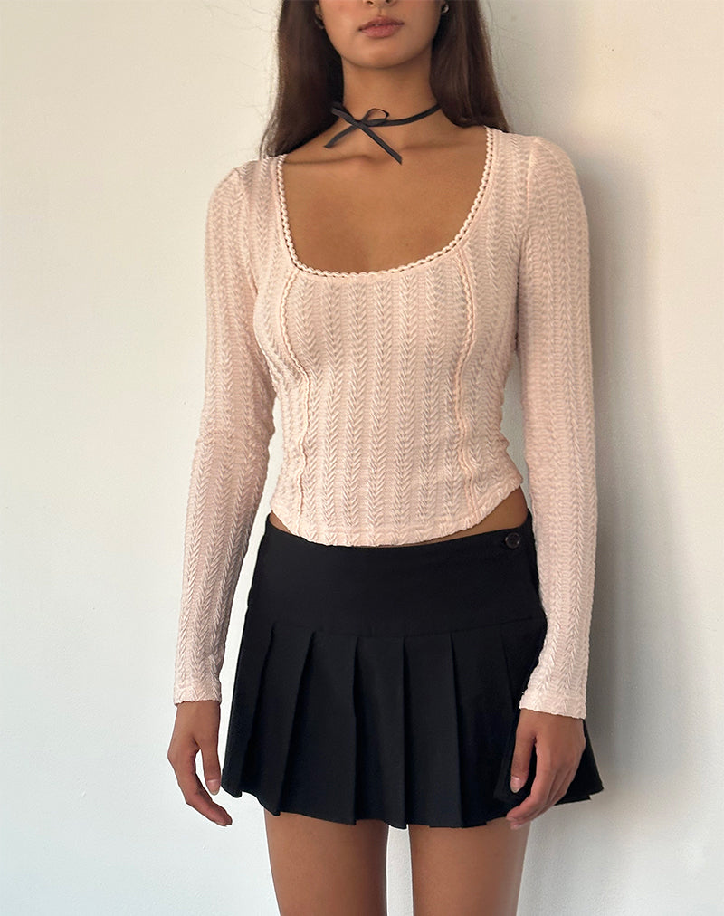 Bild von Melissa Textured Long Sleeve Top in Light Peach